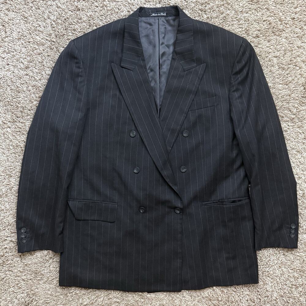 Vintage Vito Rufolo Wool Grey Double Breasted Sport Coat Blazer Suit Jacket 44R